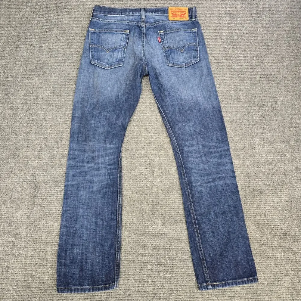 Levi's 513 Jeans Mens 32x32 Dark Wash Blue Slim Straight 100% Cotton Denim